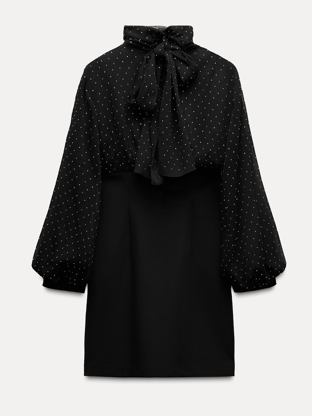 NWOT Zara sparkle black mini dress with mesh sleeves